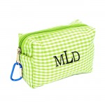 181026 - GREEN/WHITE GINGHAM COIN  POUCH OR COSMETIC/MAKEUP BAG